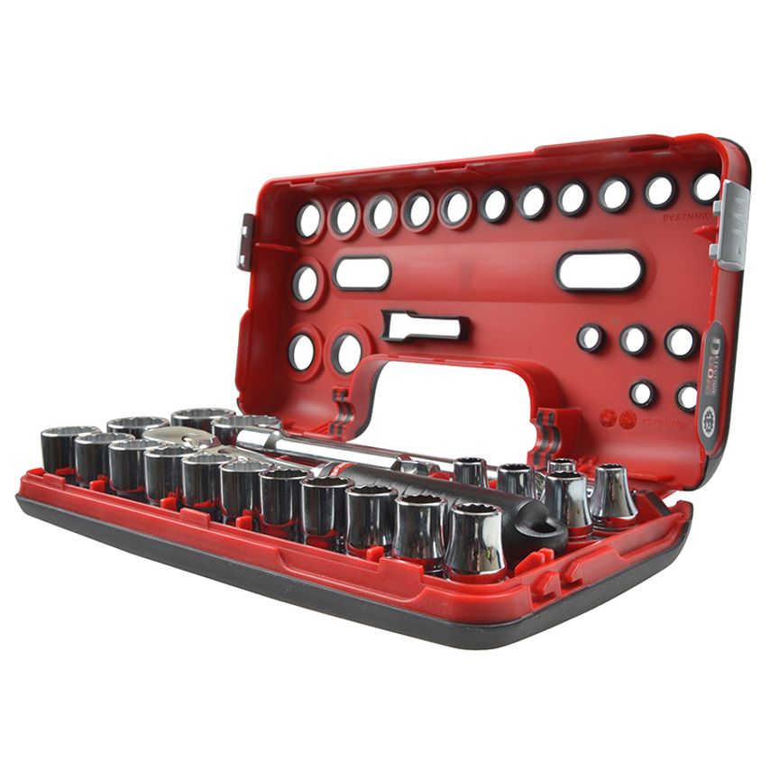 1/2in Drive 12-Point Detection Box Socket Set, 22 Piece FCMSLDBOX412