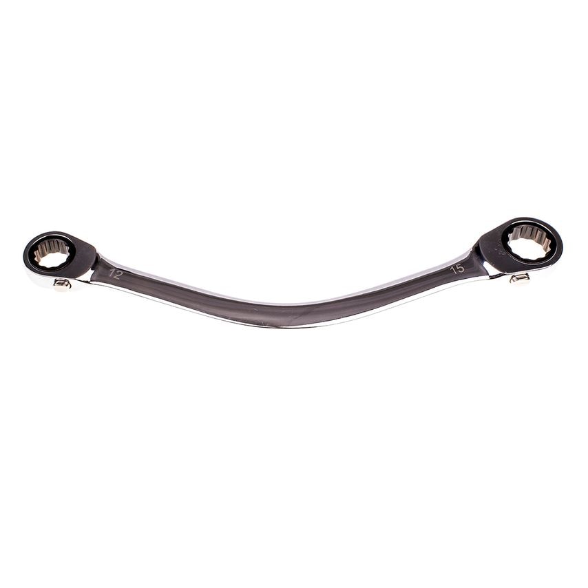 12x15mm Double Ring Head Ratchet Spanner Half Moon Reversible 72 Teeth Angeled