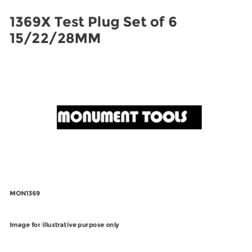 1369X Test Plug Set of 6 15/22/28MM