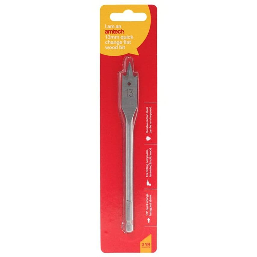 13mm X 152mm Quick Change Flat Wood Bit