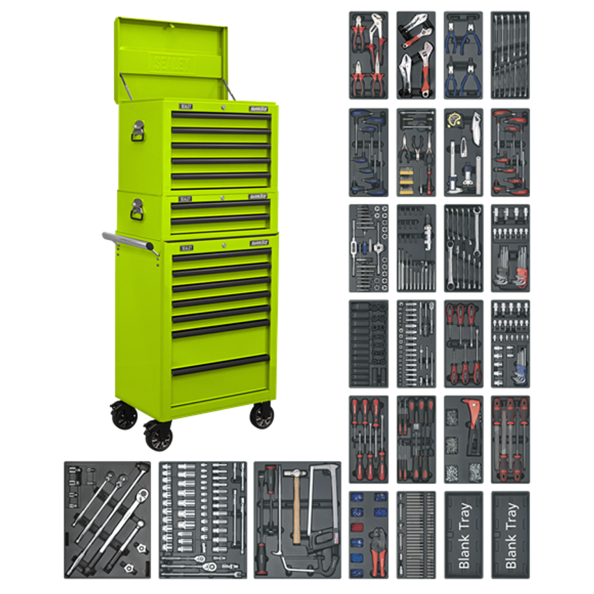 14 Drawer Green Tool Chest Combination with 1179pc Tool Kit
