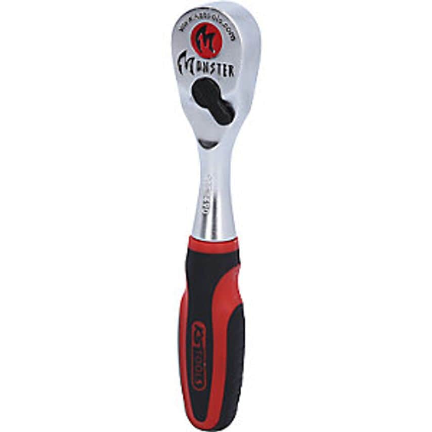 1/4'' Monster Reversible Ratchet for Bits, 80 Tooth, Red/Black