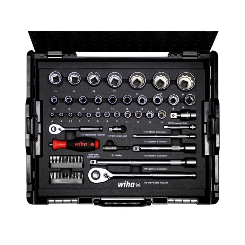 1/4in & 1/2in Nut Driver & Bit Set, 60 Piece (Inc. Case)