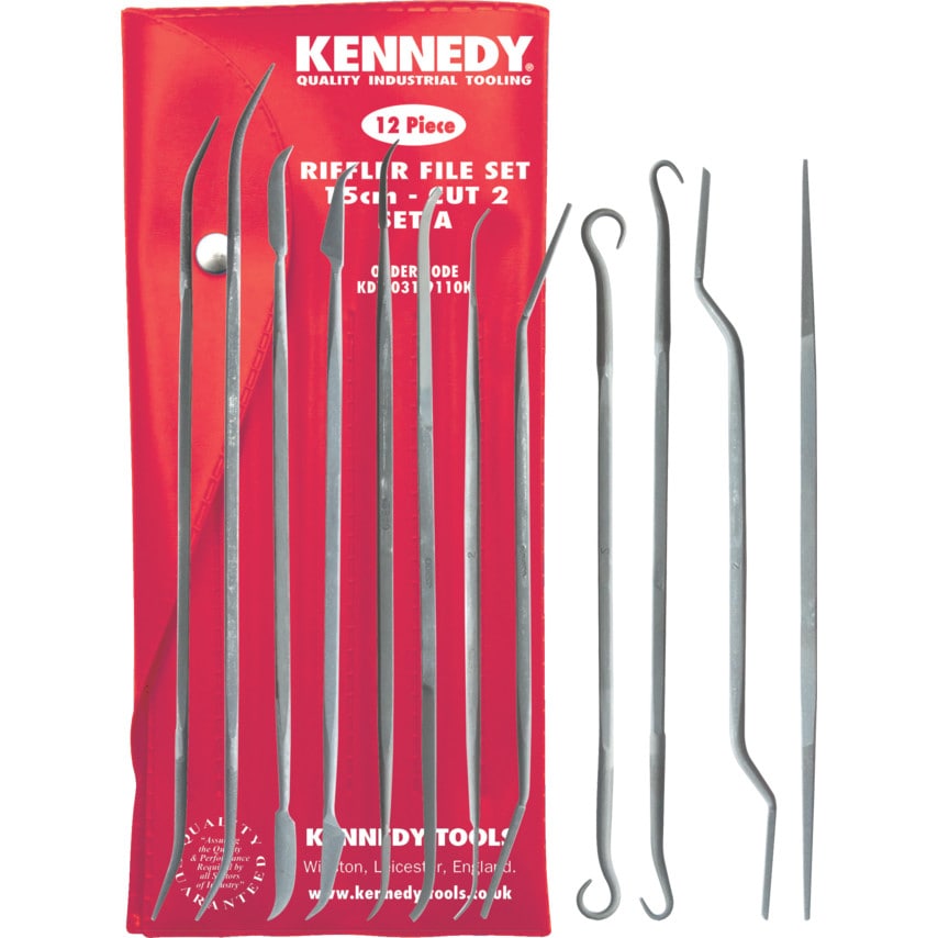 150MM (6") 12 Piece Second Cut Riffler File Set A