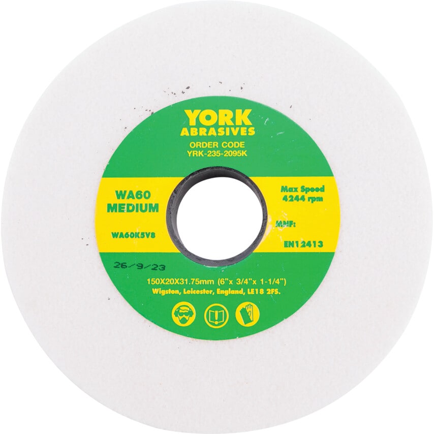 150X20X31.75MM WA60KV Medium White Aluminium Oxide Bench Grinding Wheel