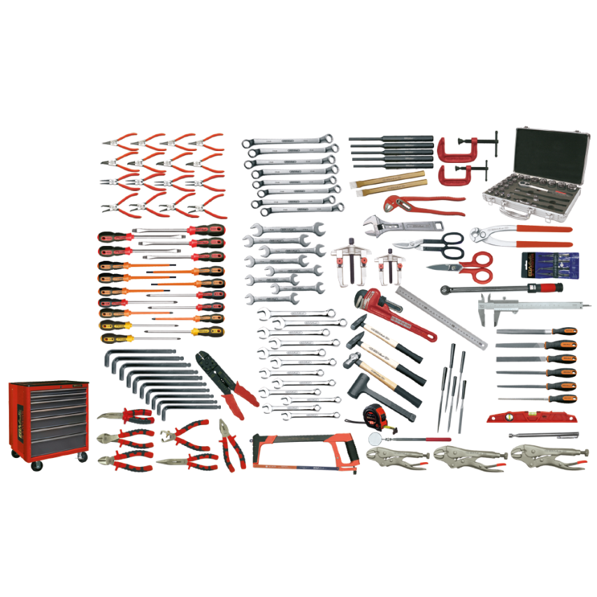152 Piece Industrial Maintenance Set with Roller Cabinet and EVA Trays