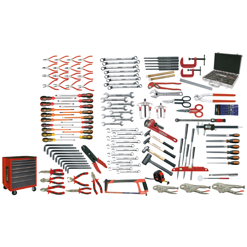 152 Piece Industrial Maintenance Set with Roller Cabinet and EVA Trays