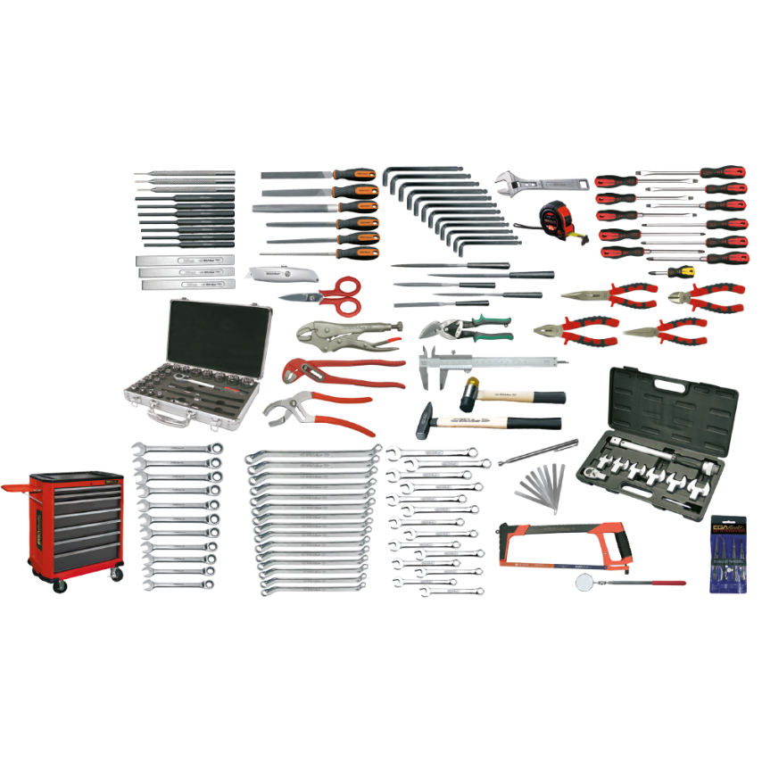158 Piece Aviation Set with Roller Cabinet and EVA Trays