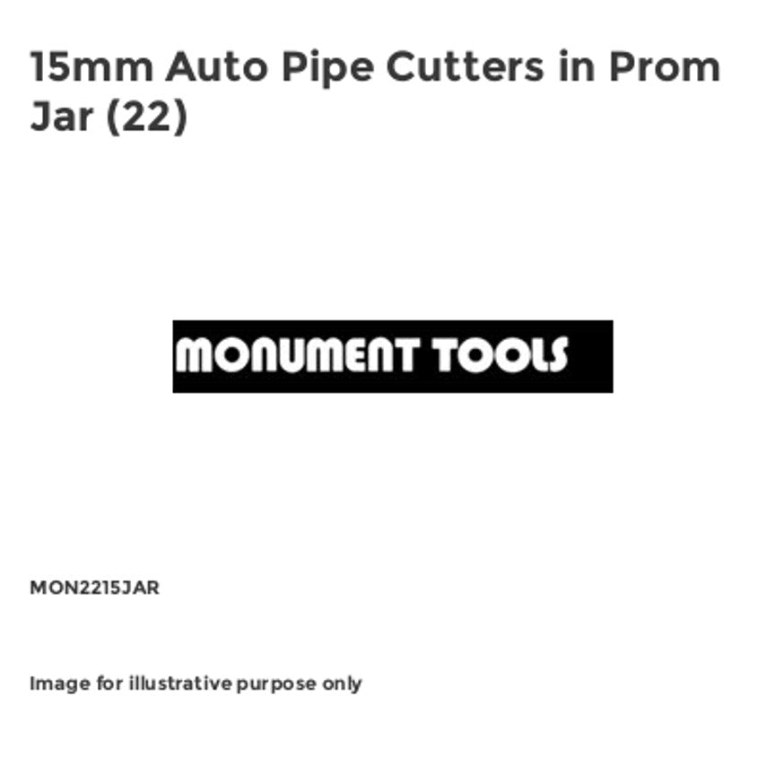 15mm Auto Pipe Cutters in Prom Jar (22) MON2215JAR