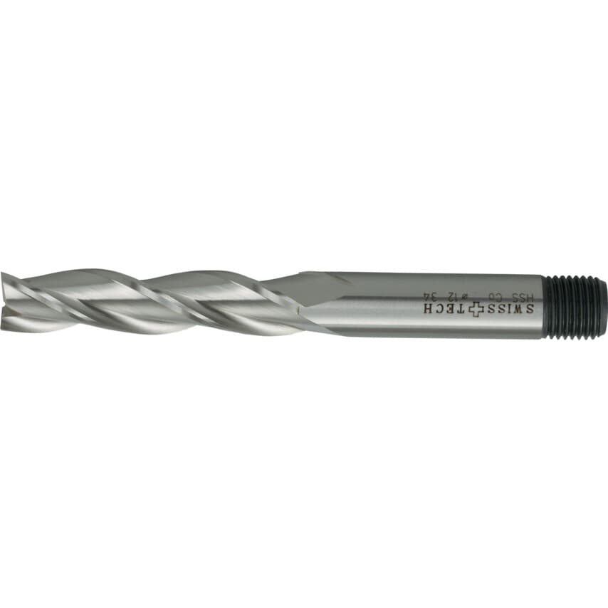 16.00MM HSS-Co 8% 3 Flute Threaded Shank Long Series Slot Drills - Uncoated