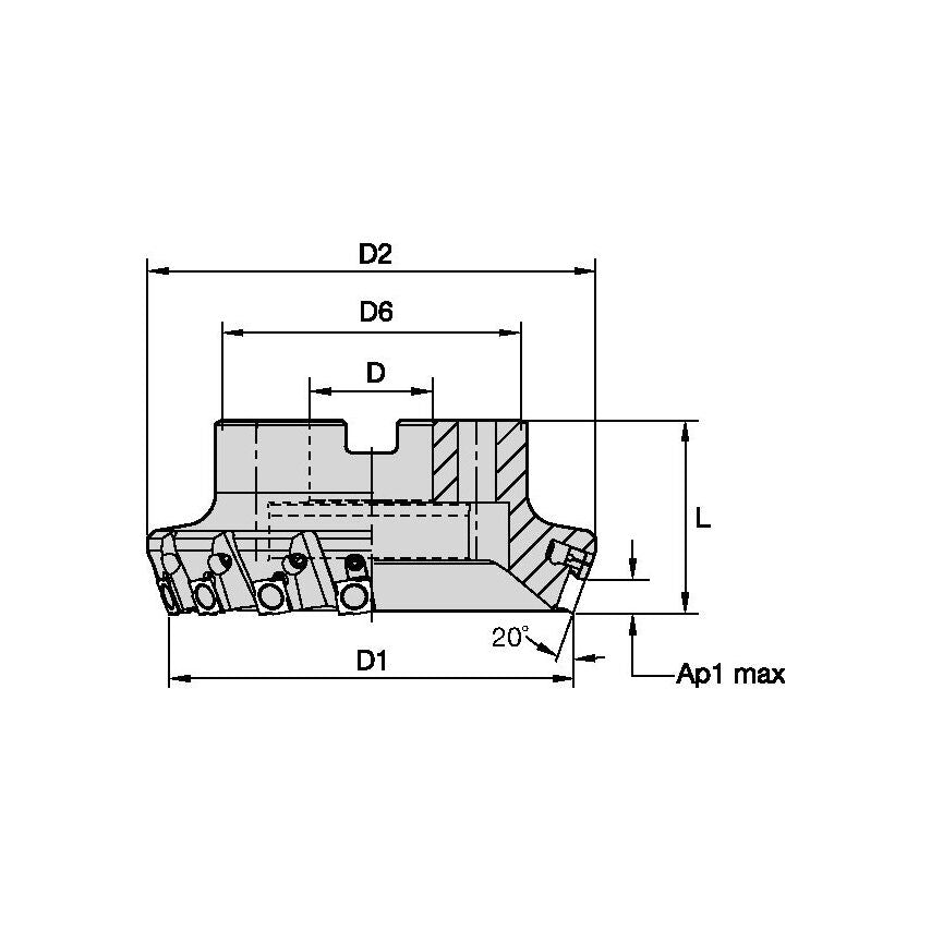 160B18RP70SP12C3WUFP Fix-Perfect 20 Shell Mill D=6"