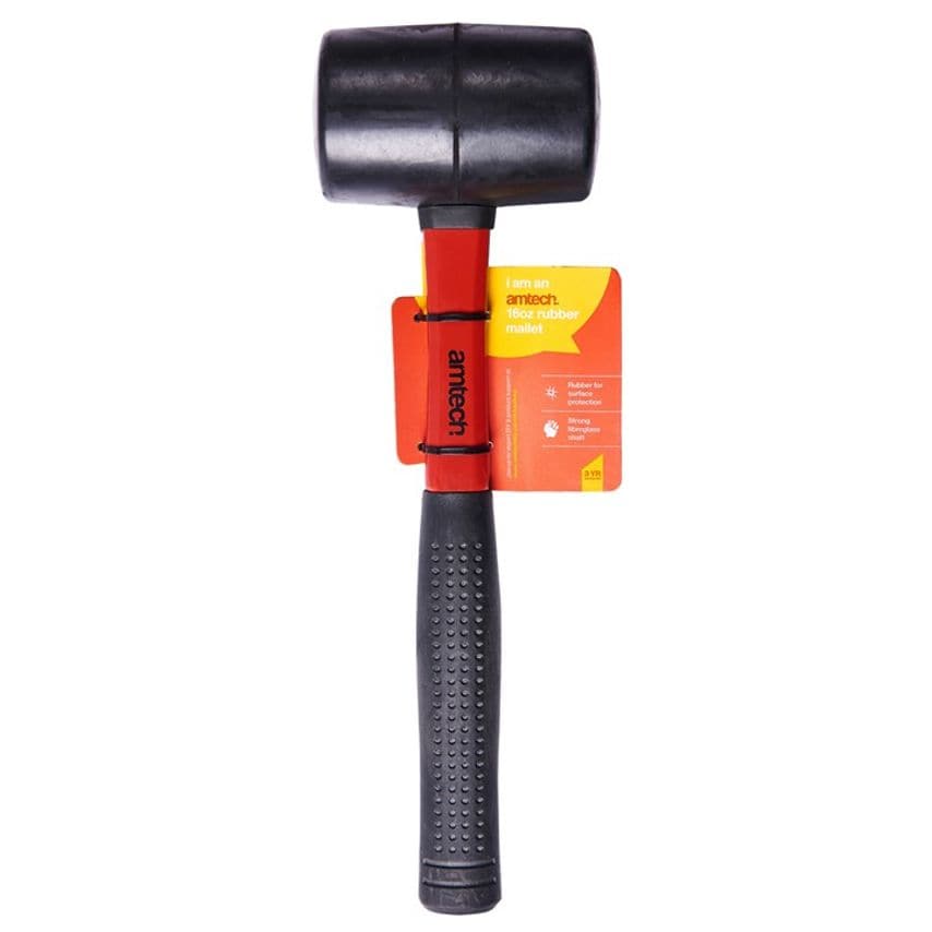 16oz (450g) Black Rubber Mallet with Fibreglass Shaft
