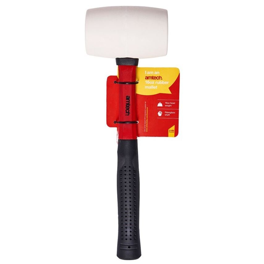 16oz (450g) White Rubber Mallet with Fibreglass Shaft