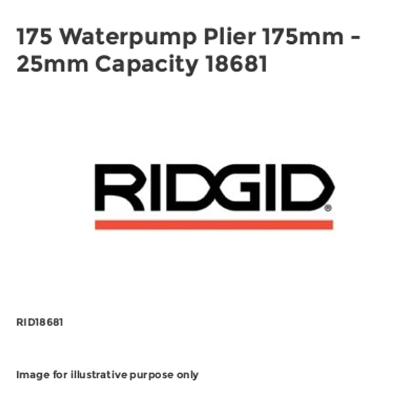 175 Waterpump Plier 175mm - 25mm Capacity 18681 RID18681
