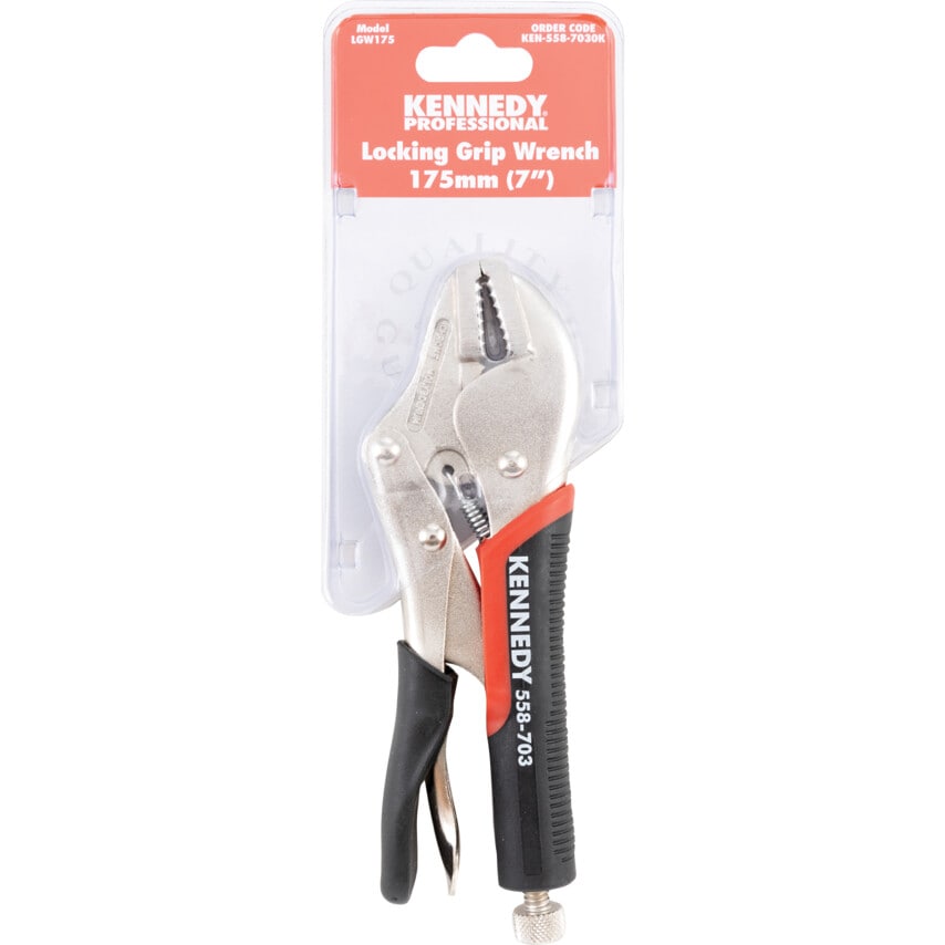 180mm/7" Straight Jaw Bi-Material Handle Grip Wrench
