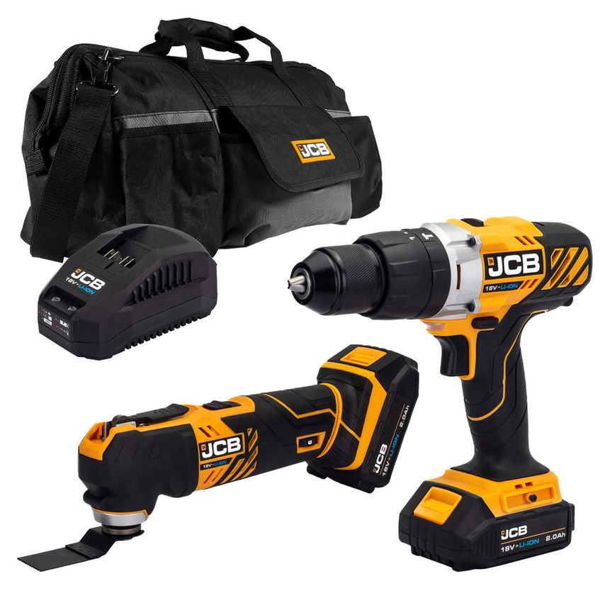 18V Combi Drill Multi Tool Kit 2x 2.0ah Charger In 20" Kit Bag