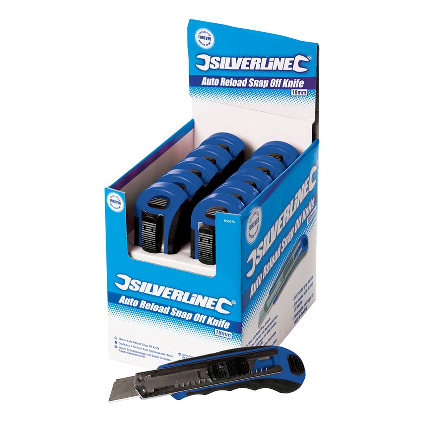 18mm Auto Reload Snap-Off Knife Display Box - 10 Piece