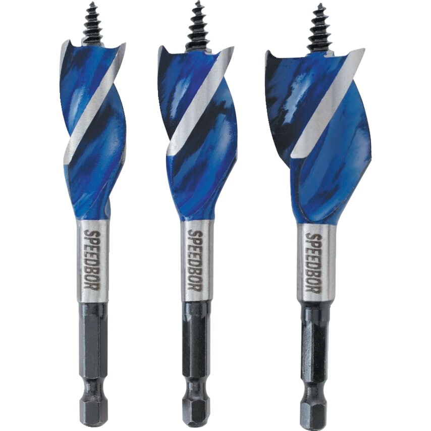 1922006 3 Piece 6X Blue Groove Stubby Wood Bit Set