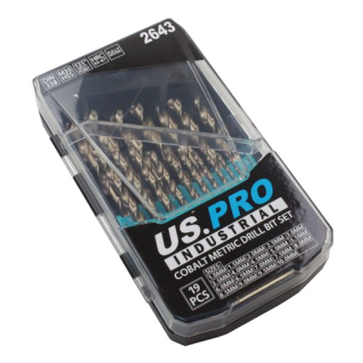 19 Piece HSS Cobalt Metric Drill Bit Set