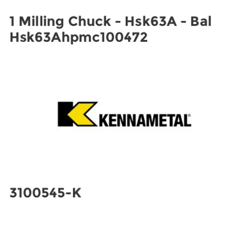 1 Milling Chuck - Hsk63A - Bal Hsk63Ahpmc100472
