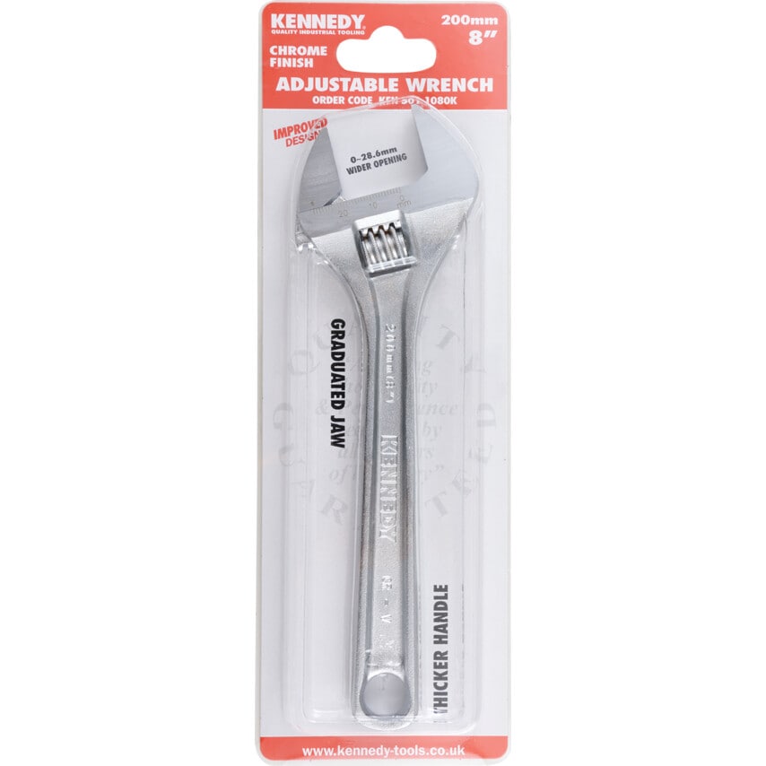 200mm/8" Chromed Finish Adjustable Wrench