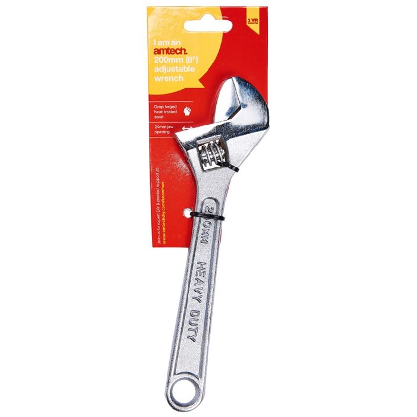 200mm (8") Adjustable Wrench with 24mm (1") Jaw Opening