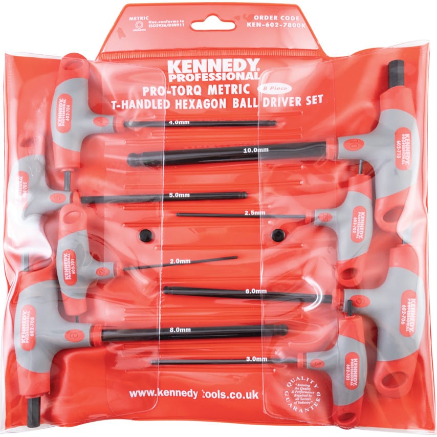2.0-10.0mm T-handled Hexagon Ball Driver Set (8PC)