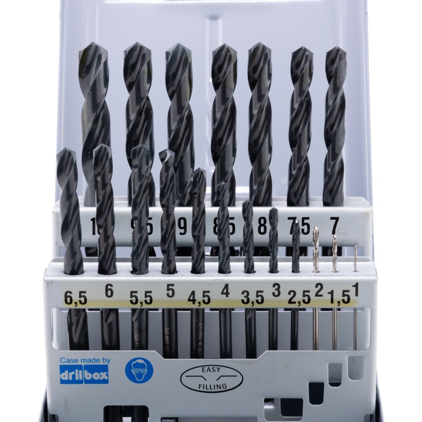 201 000.013 1.0-10.0X0.5MM HSS Ground Flute Metric Jobber Drill Set - 19 Pieces