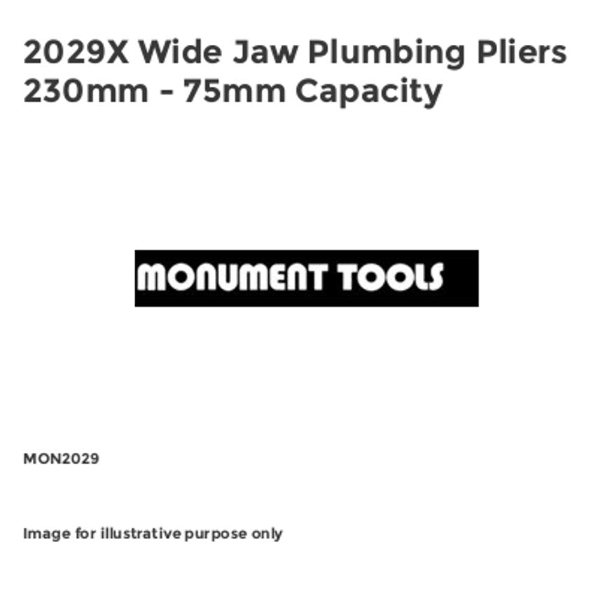 2029X Wide Jaw Plumbing Pliers 230mm - 75mm Capacity