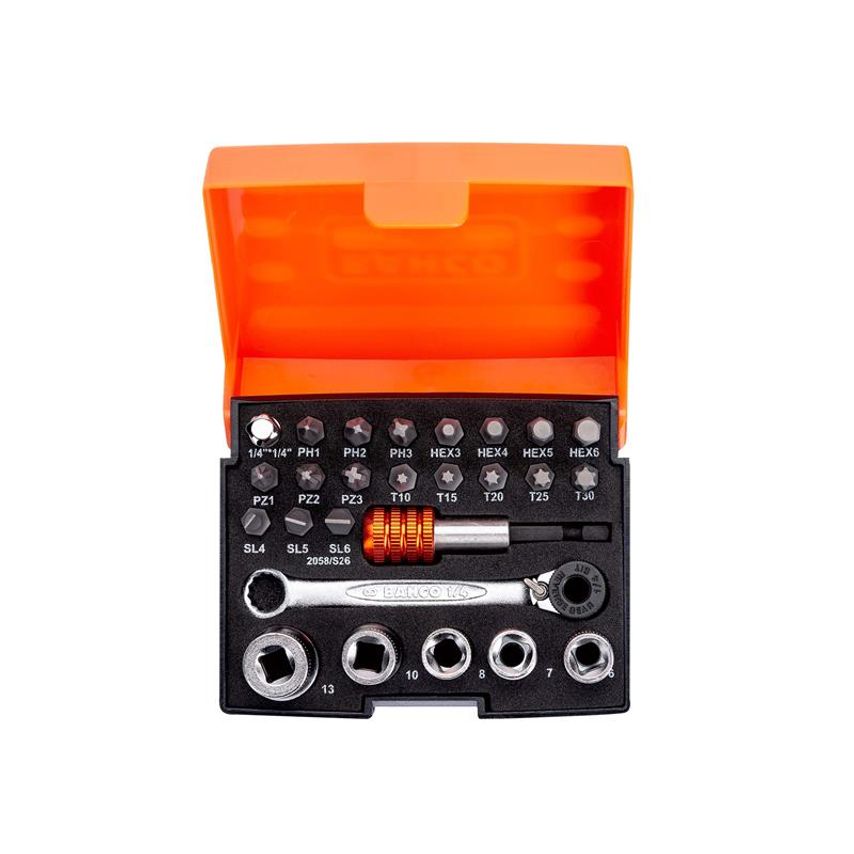 2058/S26 1/4in Drive Ratchet Socket Set, 26 Piece BAH2058S26