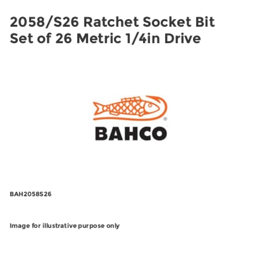 2058/S26 Ratchet Socket Bit Set of 26 Metric 1/4in Drive