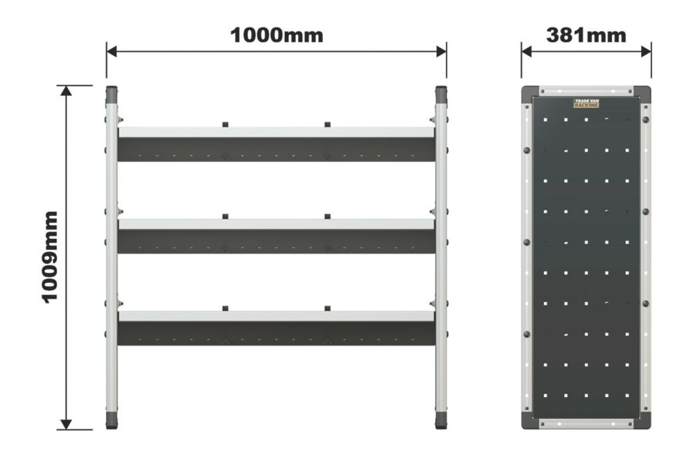 Van Guard  Universal Trade Van Racking Unit (3 Angled Shelves) 1000mm x 381mm x 1009mm