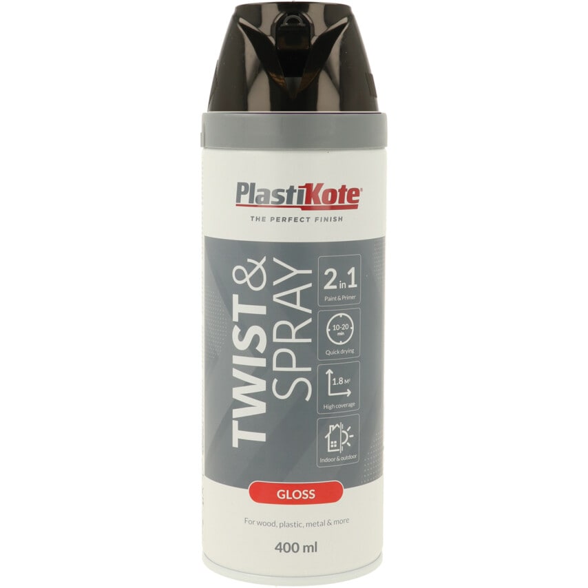 21100 Twist & Spray Gloss Black Aerosol Paint - 400ML