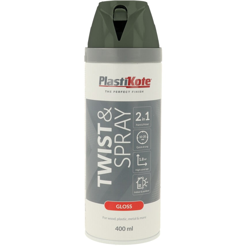 21101 Twist & Spray Gloss Medium Grey Aerosol Paint - 400ML