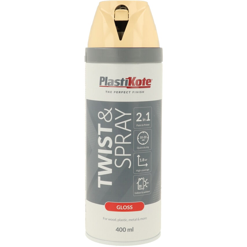 21103 Twist & Spray Gloss Antique White Aerosol Paint - 400ML