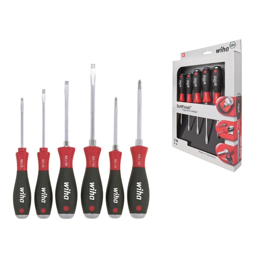 21251 6 Piece Softfinish Slotted/Pozidrive Screwdriver Set