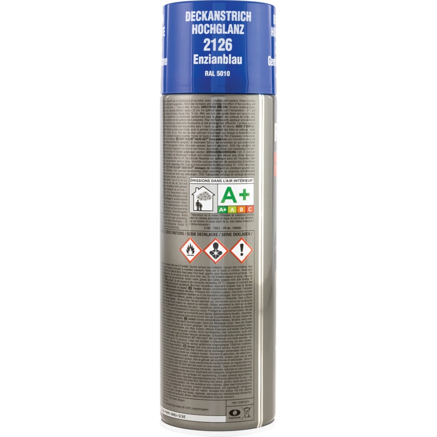2126 Hard Hat Gentian Blue High Performance Topcoat Aerosol Paint - 500ML