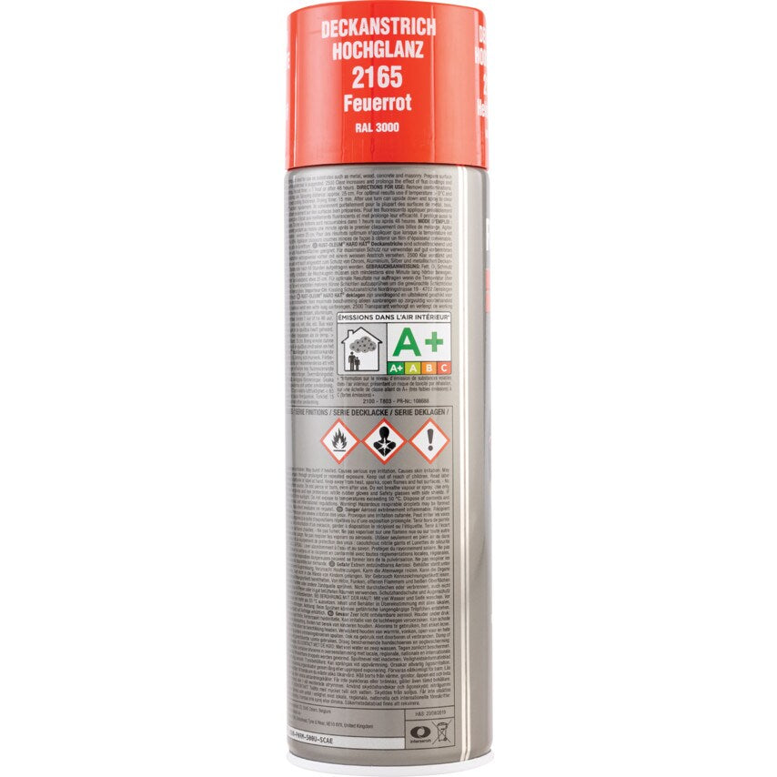 2165 Hard Hat Bright Red High Performance Topcoat Aerosol Paint - 500ML