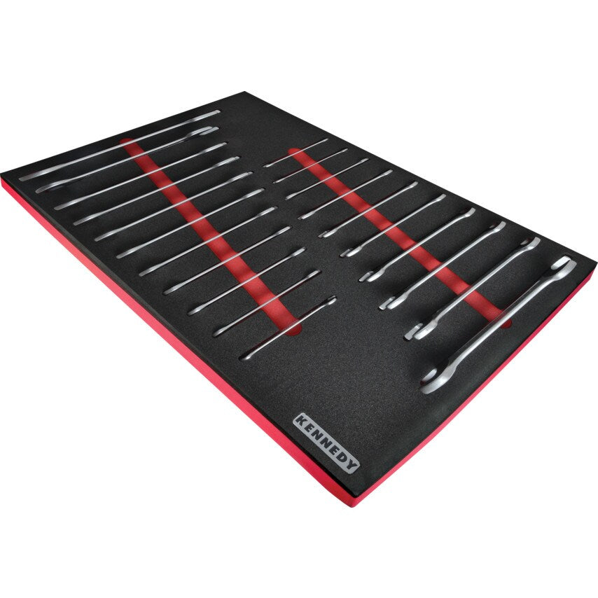 21 Piece Metric/AF Industrial Open Ended Spanner Set in Tool Control Full Width Foam Inlay for Tool Chests