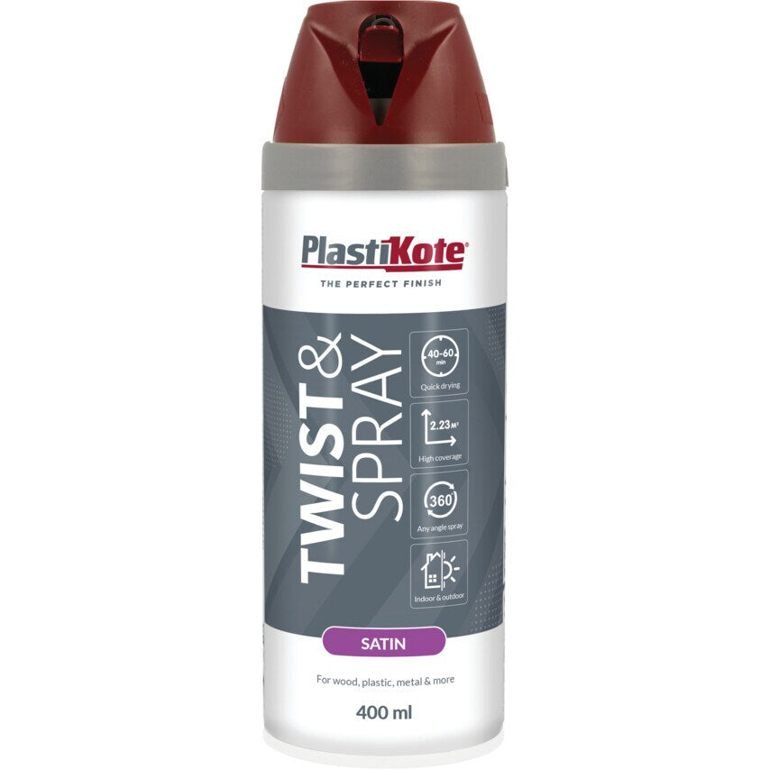 22105 Twist & Spray Satin Wine Red Aerosol Paint - 400ML