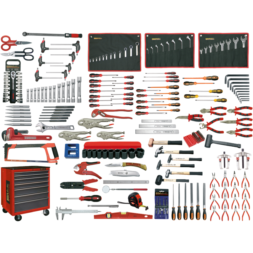 227 Piece Mechanics Set with Roller Cabinet and EVA Trays
