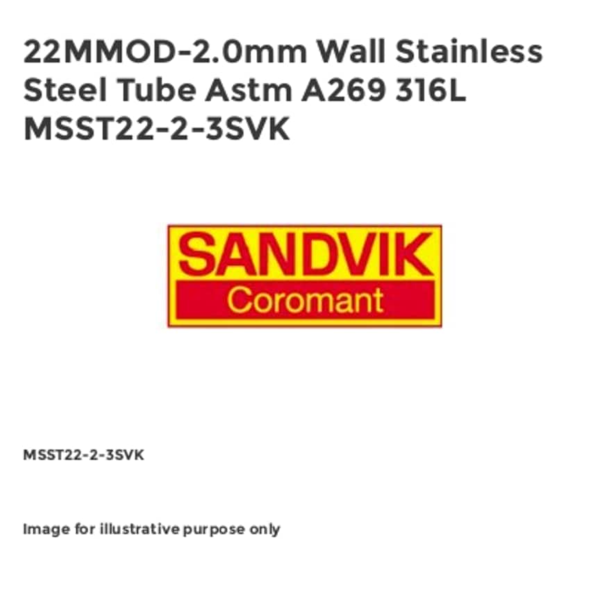 22MMOD-2.0mm Wall Stainless Steel Tube Astm A269 316L MSST22-2-3SVK
