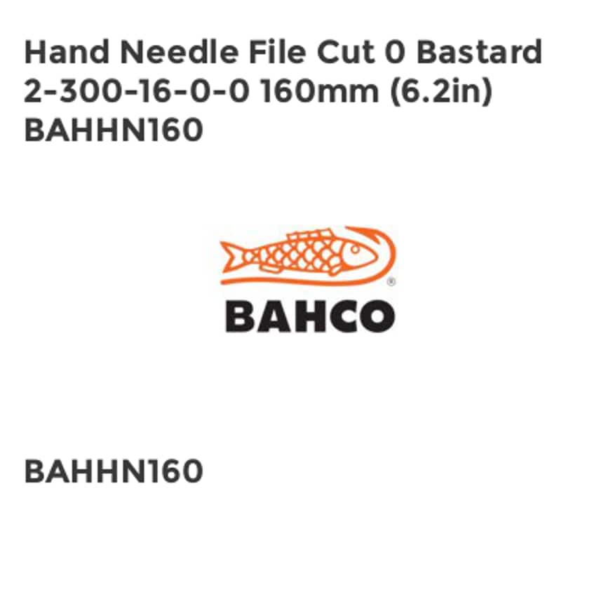 2-300-16-0-0 Hand Needle File Cut 0 Bastard 160mm (6.2in) BAHHN160
