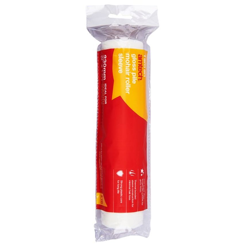 230mm (9") X 38mm (1.5") Extra Short Pile (4mm) Roller Sleeve - Mohair