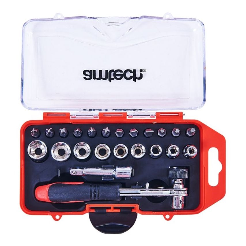 23 Piece Offset Ratchet Handle, Bit and Socket Set