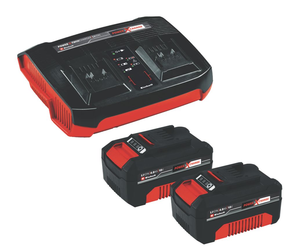 Einhell  18V 4.0Ah Li-Ion Power X-Change Twin Charger Starter Kit