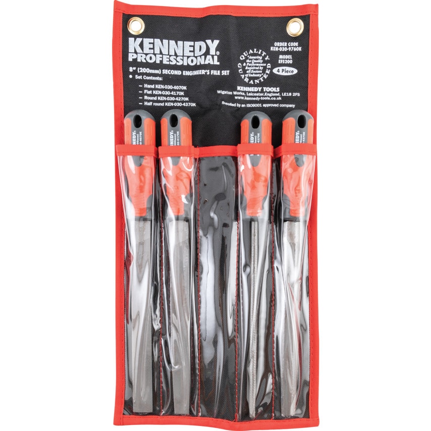 250MM (10'') 4 Piece Second Cut Engineers File Set with Handles