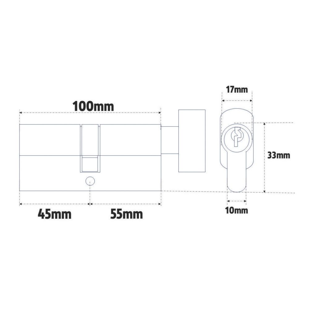 Cisa  Astral S Series 10-Pin Euro Cylinder & Thumbturn 45-55 (100mm) Nickel-Plated