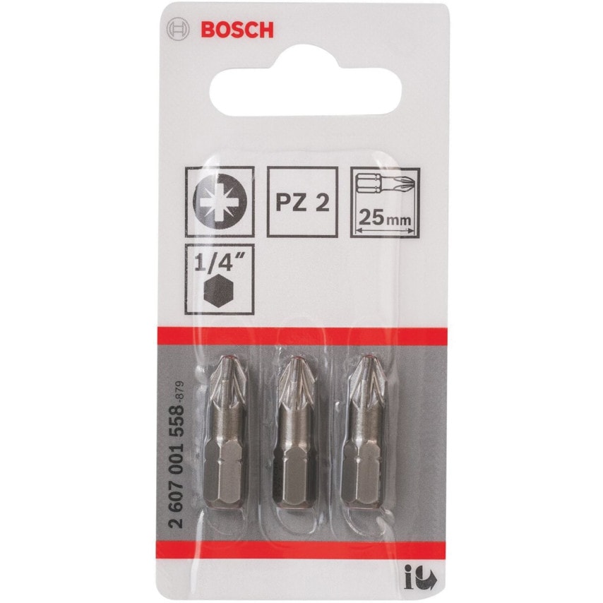 2607001558 PZ2 3 Piece Extra Hard 25mm Driver Bits