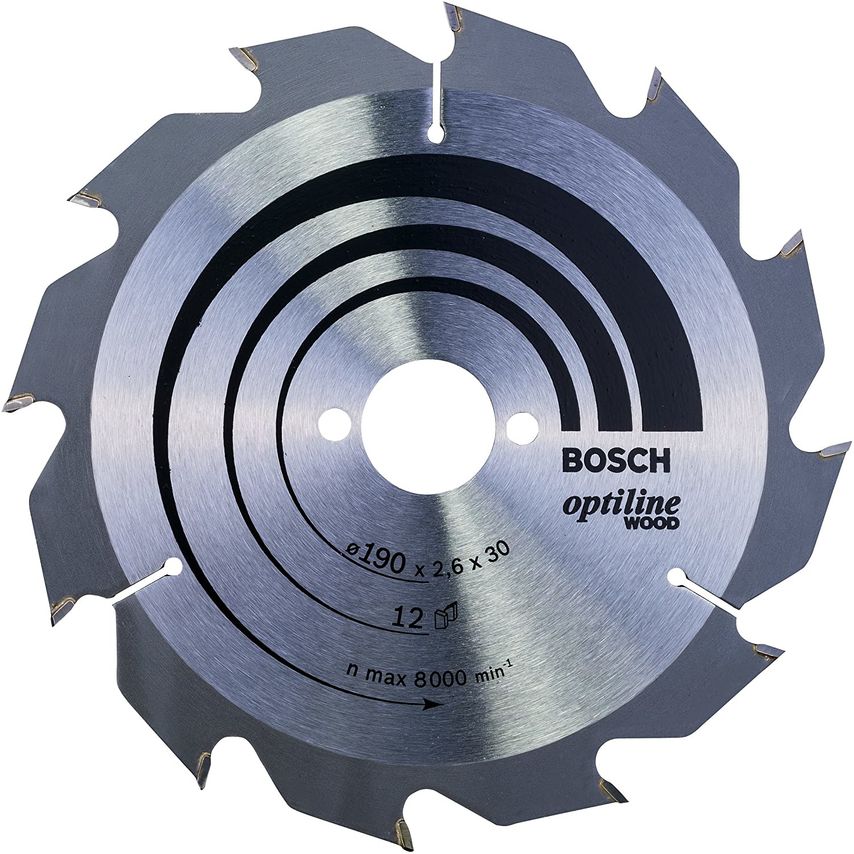 2608641187 Optiline Wood 190 x 30mm Circular Saw Blade 12T